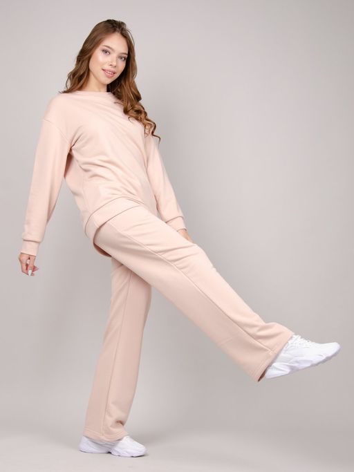 Костюм Лайк бежевый, футер петля - Малина фото 2