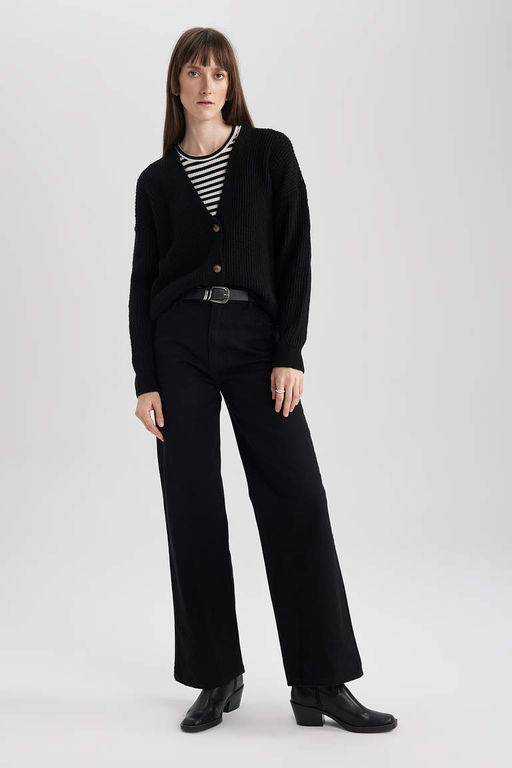 Кардиган из ткани Selanik стандартного кроя с V-образным вырезом - Defacto фото 2