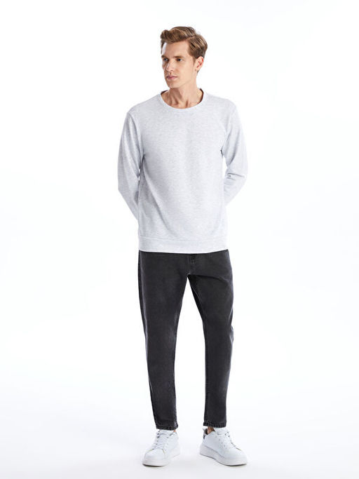 Bisiklet Yaka Uzun Kollu Erkek Sweatshirt