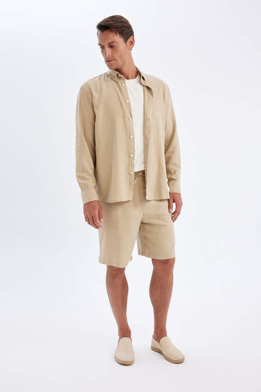 Шорты-бермуды из смесового льна Relax Fit - Defacto фото 2