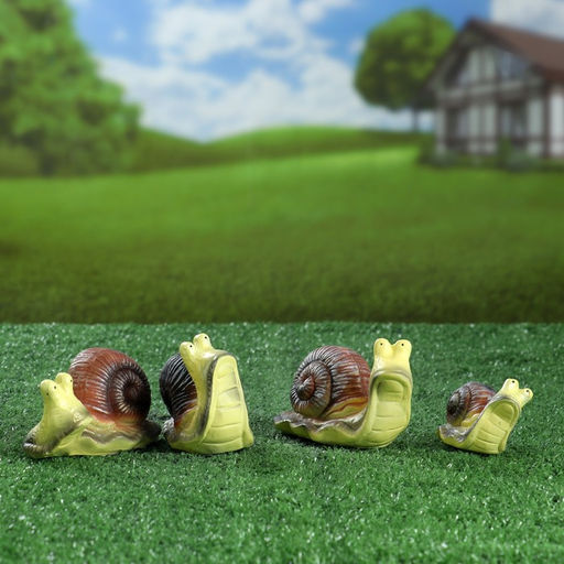 Садовая фигура из полистоуна «Улитки», 13×7.5 см, набор 4 шт.