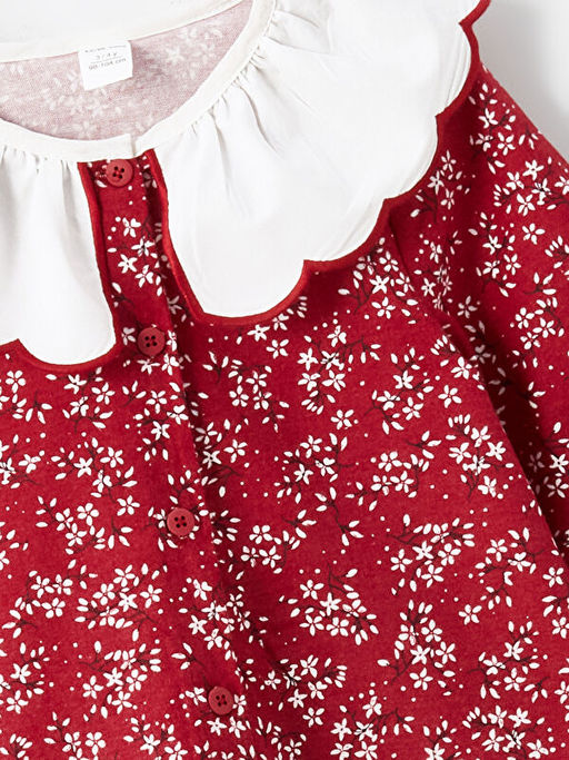 Bebe Yaka Uzun Kollu ?i?ekli K?z ?ocuk Elbise - Waikiki фото 2