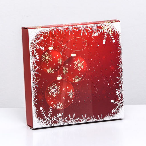 Цена за 2 шт. Коробка под 16 конфет «Новогодняя», 17.5×17.5×3.5 см