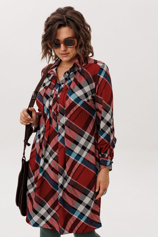 Платье ANELLI 1769 Бордовая шотландка