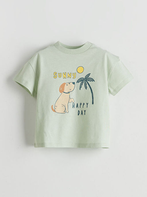 Bask?l? Erkek Bebek Ti??rt ve ?ort 2li