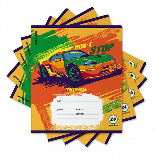 Цена за 10 шт. Тетрадь школьная ученическая ErichKrause Graphic Car, 24 листа, линейка (в плёнке по 10 шт.)_MIX-PACK