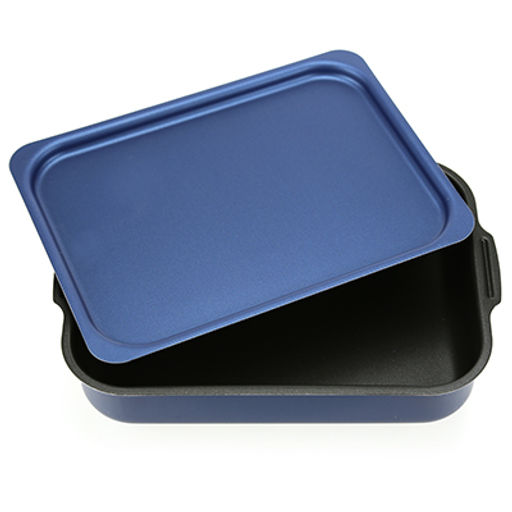 "Azure" Противень с антипригарным покрытием 25х19, h5,7см "Сатин", s0,9см, алюминиевая крышка (Россия)