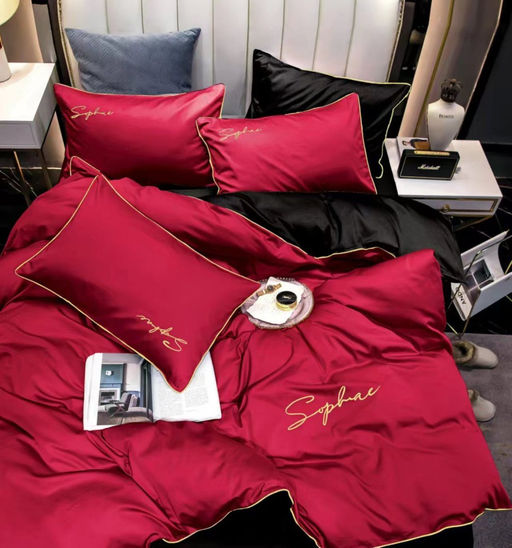 КПБ Mency Winni однотонный с вышивкой на резинке по кругу MENWOV023 Евро