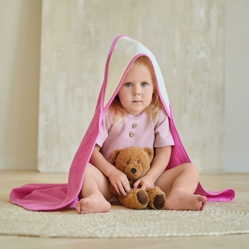 Полотенце уголок махровое Крошка Я, 75х75 см, цвет молочный/розовый, 100% хлопок, 360 г/м2  фото 11