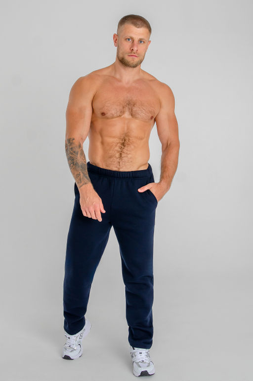 Арт. 62902 Брюки мужские с начесом 48-56 (5 шт) Цвет:темно-синий