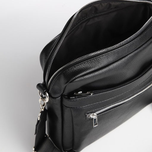 Сумка кросс-боди мужская TEXTURA, на молнии, 2 наружных кармана, 22×6×25.5 см, чёрная