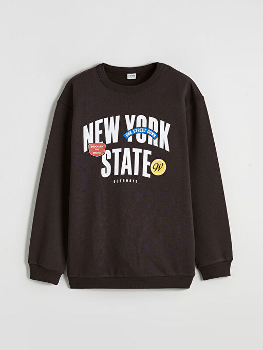 New York Bask?l? Erkek ?ocuk Kal?n Sweatshirt