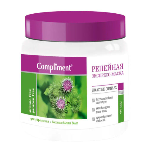 "Compliment" Экспресс-Маска Репейная д/укреплен.и восстан.волос (500мл).12 /796043/ 10/11.2022г