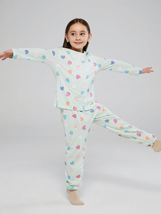 Bisiklet Yaka K?z ?ocuk Pijama Tak?m