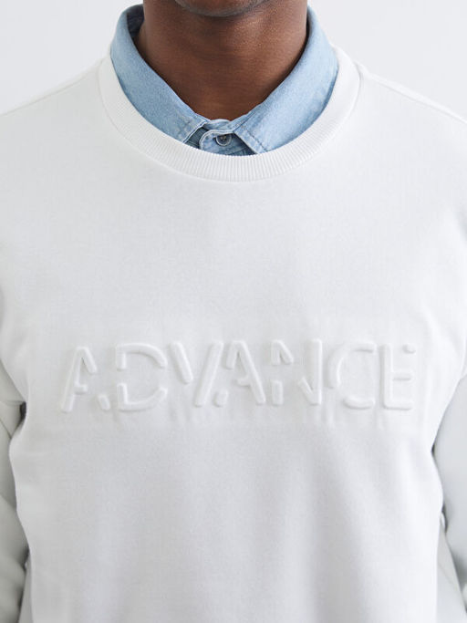 Bisiklet Yaka Bask?l? Erkek Sweatshirt