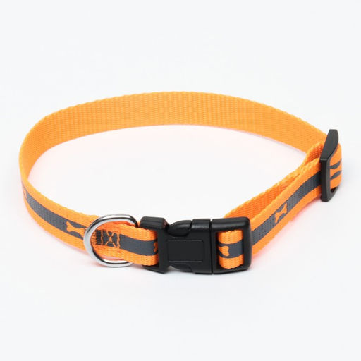 Ошейник Кость, ОШ до 37 см, ширина 1,5 см, оранжевый - Пижон фото 2