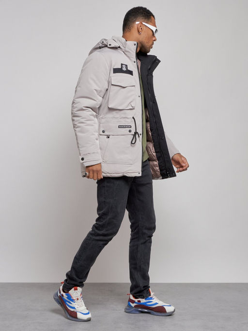 Куртка мужская зимняя с капюшоном молодежная серого цвета 88911Sr - Mtforce фото 8