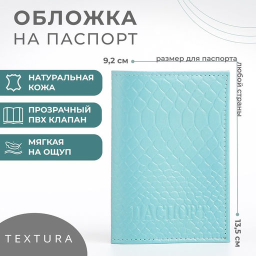 Обложка для паспорта, цвет голубой