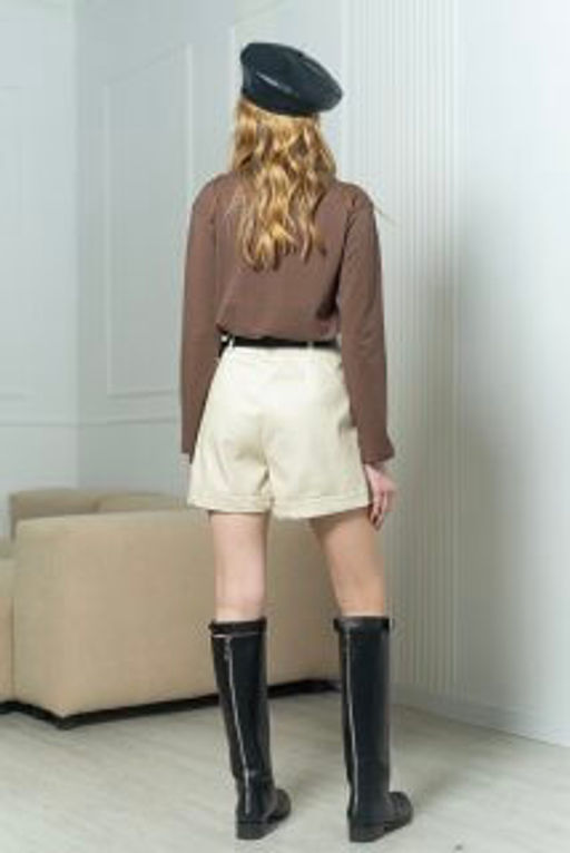 ЭКОКОЖА!!! Шорты Мэйк (молочный) - Nadi bordo фото 4