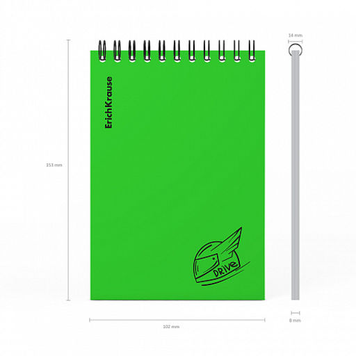 Цена за 5 шт. Блокнот с пластиковой обложкой на спирали ErichKrause Motion, зеленый, A6, 80 листов, клетка  фото 5