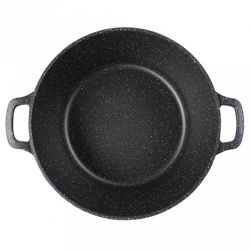 Кастрюля с антипригарным покрытием 10л, д32см "Гранит", h16см, s0,4см, литые ручки, стеклянная крышка с пароотводом, форма "Классик волна", подарочная упаковка (Россия)