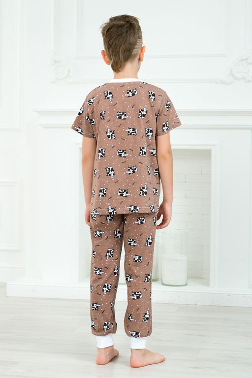 Пижама подростковая из футболки и брюк из кулирки Коровы