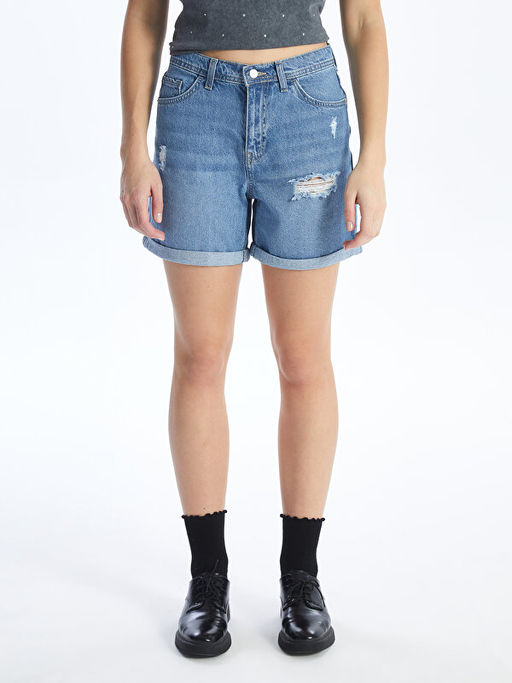 Boyfriend Fit Y?rt?k Detayl? Kad?n Jean ?ort