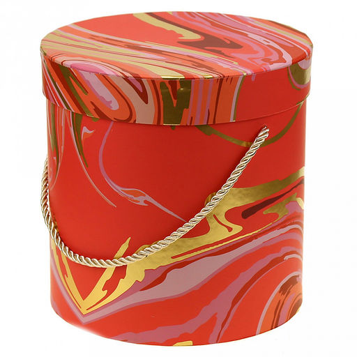 Коробка подарочная, набор 3 штуки: д14х14,5см; д17х17см; д19х19см "Акварель" розовые тона, с золотом, с ручкой (Китай)