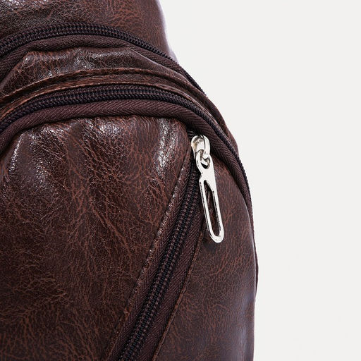 Сумка слинг мужская, искусственная кожа, отверстие для наушников, цвет коричневый - Simaland фото 4