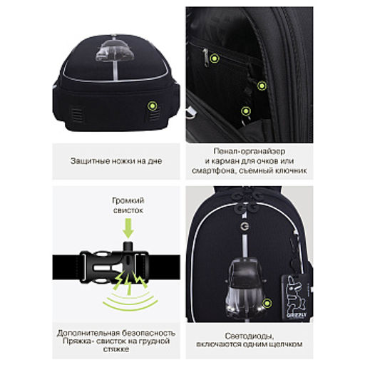 RAz-687-1 Рюкзак школьный с картхолдером на держателе - Grizzly фото 20