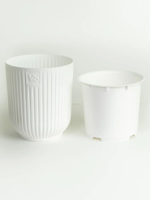 Горшок цветочный VipSet Эйва 1,6л белый дренажная система, фитильный полив AMО-1,6-01 /КРАССУЛА/  фото 3