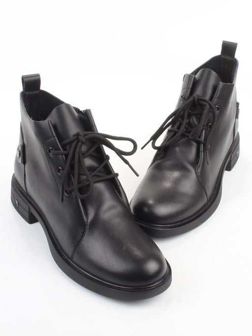 01-M43-18 BLACK Ботинки демисезонные женские (натуральная кожа)