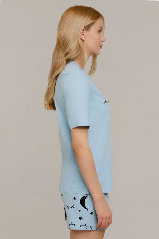 Арт. 9143 Пижама с шортами 42-50 (5 шт) Цвет:верх-небесный, низ-небесный - Калинка фото 6