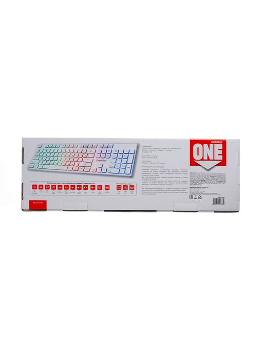 Клавиатура Smartbuy ONE 250, проводная, мембранная, 104 клавиши, USB, с подсветкой, белая