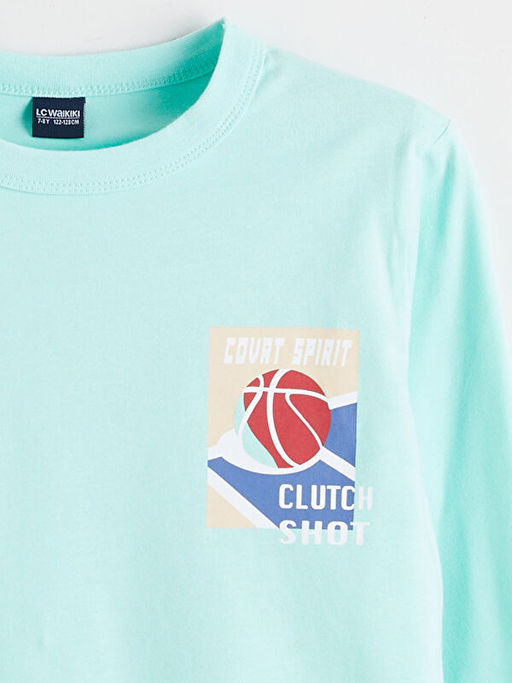 Bisiklet Yaka Bask?l? Erkek ?ocuk Ti??rt