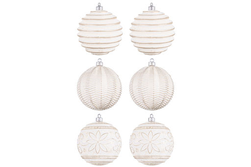 Набор 6 новогодних шаров 9,5*9,5 см Винтаж шампань с эффектом старины - Elan gallery фото 11