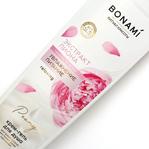 Гель для душа женский с пантенолом, 400 мл, аромат пиона и розы, BONAMI
