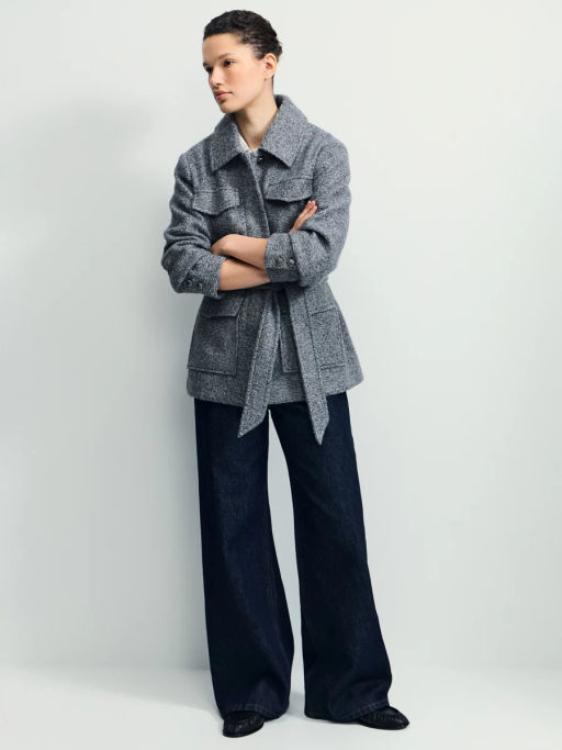 Куртка-рубашка из ткани с ворсом на поясе / Zarina  фото 9