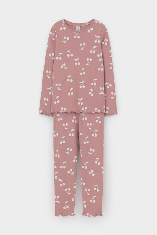 Crockid _ К 1618/серая пудра,крупная вишня пижама для дев  фото 2