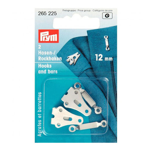 PRYM 265225 Крючки для юбок и брюк 12 мм в блистере 2 шт. под никель