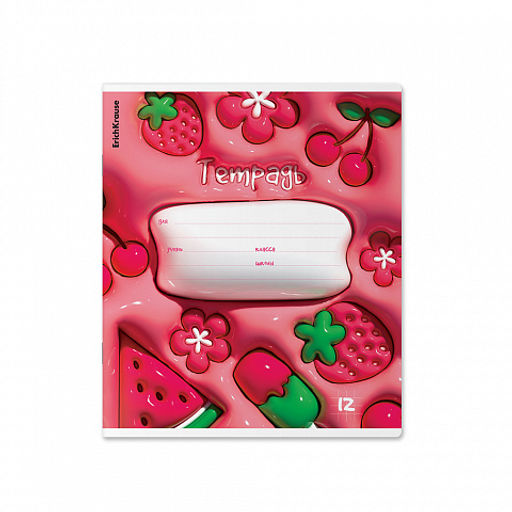 Цена за 10 шт. Тетрадь школьная ученическая ErichKrause Bouncy, 12 листов, клетка, выборочный УФ-лак (в плёнке по 10 шт.)_MIX-PACK  фото 5