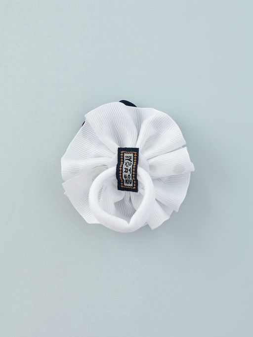 Цена за 6 шт. Бант для волос на резинке «Школьница», горошек и ленточка, d=7 см, сине-белый