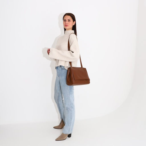 Сумка-мессенджер на клапане, цвет коричневый - Simaland фото 7