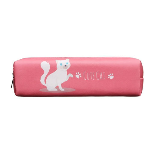 Пенал школьный «Кот» на молнии, розовый