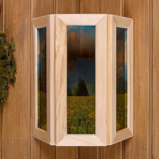 Абажур для бани и сауны «Одуванчики», 33×29×12 см, деревянный, настенный, со стеклом, с УФ-печатью, «Добропаровъ»