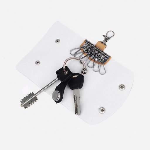 Ключница на кнопках, длина 10.5 см, 6 карабинов, цвет белый/розовый - Simaland фото 2