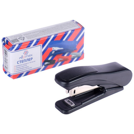 Степлер № 10 Attomex, до 18 листов, встроенный антистеплер, чёрный