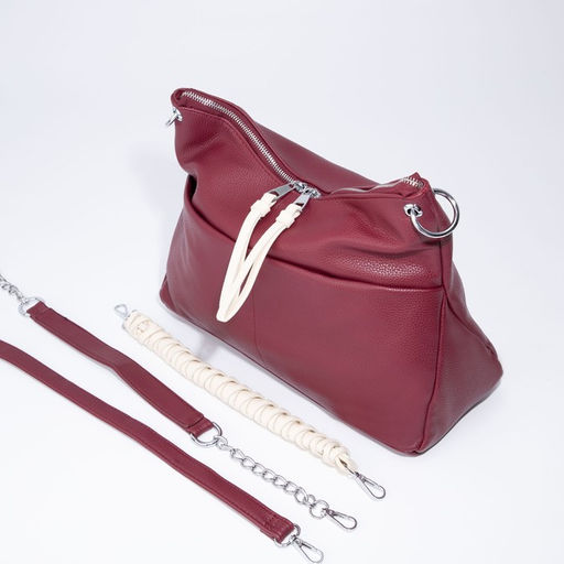 Сумка-мешок, отдел на молнии, 3 наружных кармана, длинный ремень, цвет бордовый - Simaland фото 6