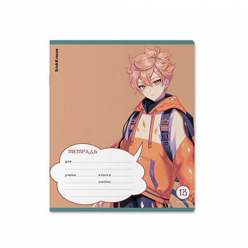 Цена за 10 шт. Тетрадь школьная ученическая ErichKrause Manga, 18 листов, линейка, выборочный УФ-лак с глиттером (в плёнке по 10 шт.)_MIX-PACK  фото 5