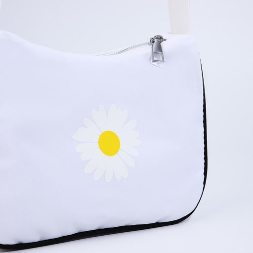 Сумка молодёжная на молнии, с принтом, 24?6.5?17 см, белая